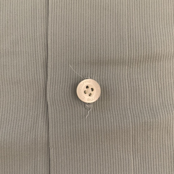 Claiborne Men's moss green micro stripe 100% silk camp shirt size L button up - Picture 2 of 6